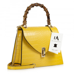 Geanta dama din piele naturala DiAmanti Michele Giallo